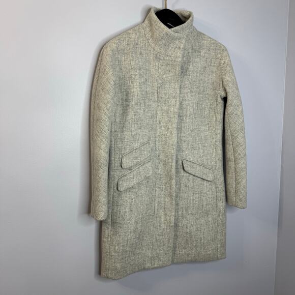 J Crew Cocoon Coat Italian Stadium Cloth Wool Blend Nello Gori Grey Classic 00 - Picture 3 of 12
